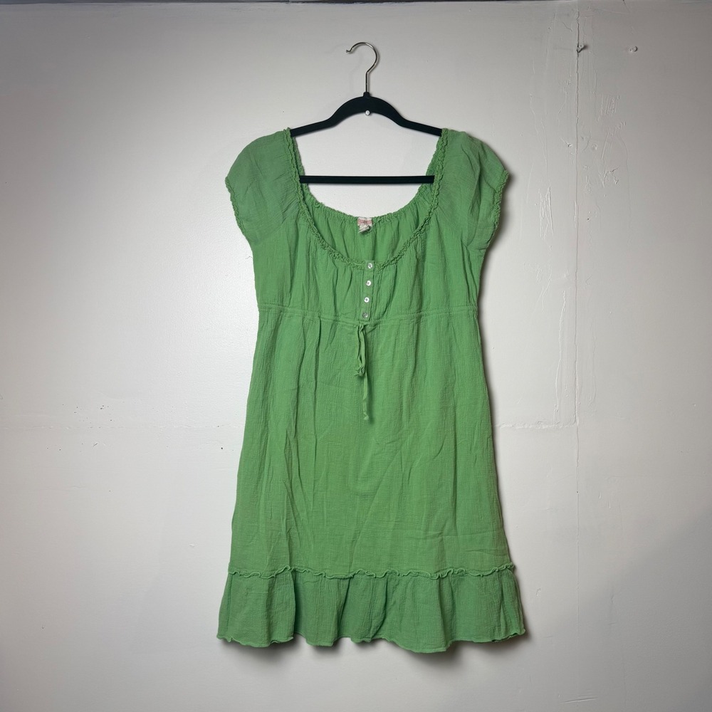 Y2K Babydoll Scoop Neck Mini Dress with Cap Sleeves Milk Maid LCottagecore VTG